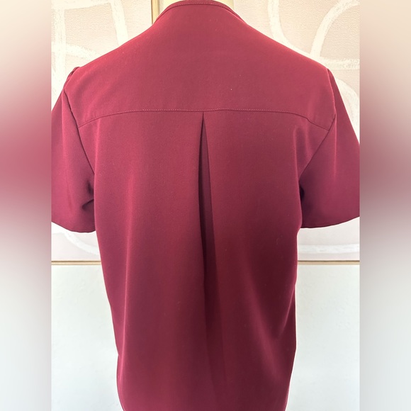 Women's Burgundy Kaya - Classic V-Neck Scrub Top - XS - Picture 4 of 6